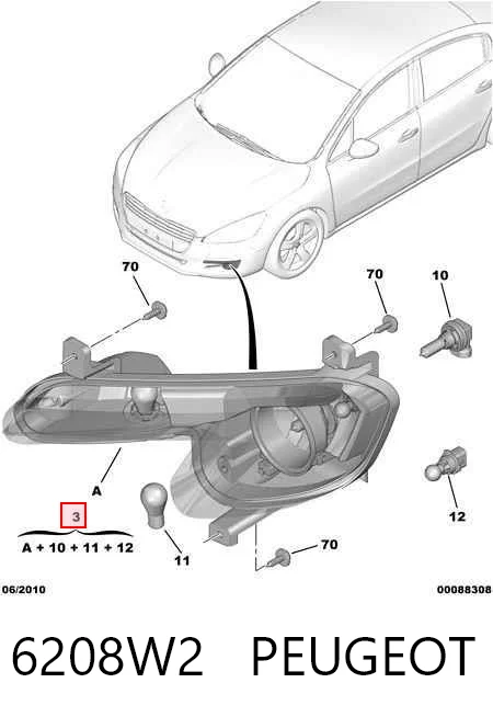 Do koszyka Lampa przeciwmgielna lewa Peugeot 508 I 8D