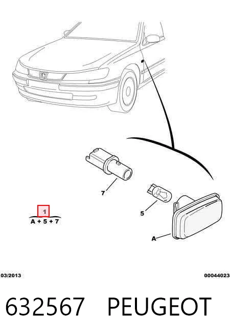 632567 Peugeot/Citroen Powtarzacz kierunkowskazu na błotniku