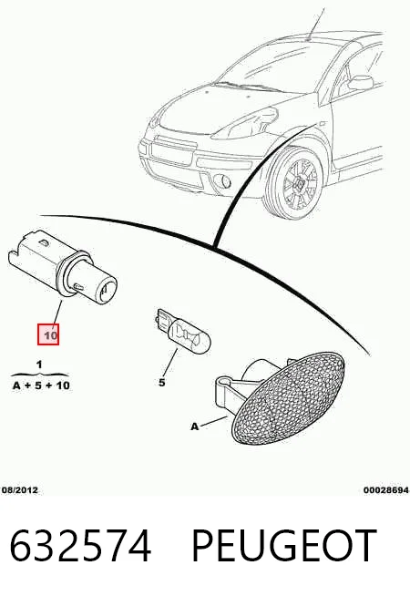 632574 Peugeot/Citroen Powtarzacz kierunkowskazu na błotniku