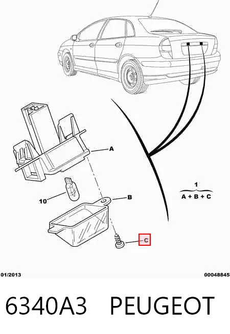 6340A3 Peugeot/Citroen Lampa oświetlenia tylnej tablicy rejestracyjnej