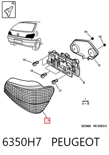 Lampa zespolona tylna lewa do Peugeot 306  7A