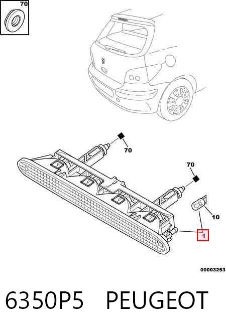 6350P5 Peugeot/Citroen Lampa stop tylna dodatkowa