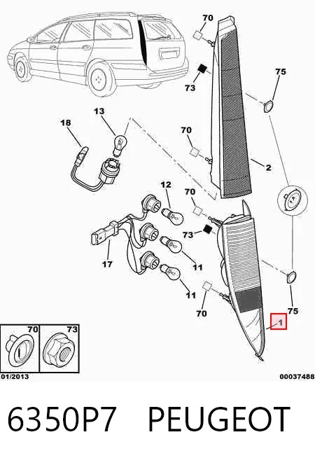 Lampa zespolona tylna lewa do Citroen C5 I DE