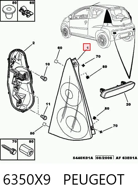  Lampa zespolona tylna lewa Citroen C1 1