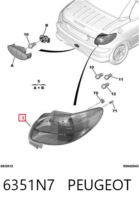 Lampa zespolona tylna prawa do Peugeot 206  2D