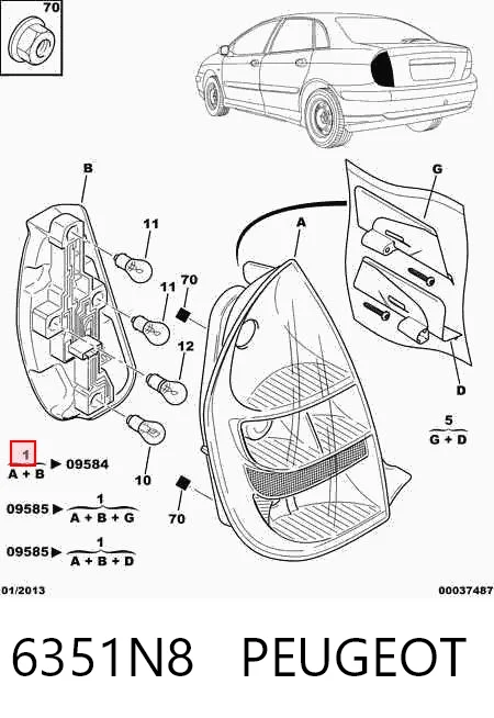 Lampa zespolona tylna prawa Citroen C5 I hatchback (DC) (2001 - 2004) cena, od 49,93 USD