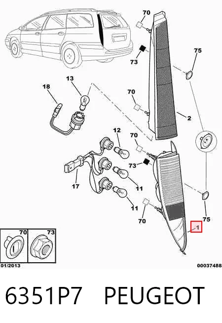 Lampa zespolona tylna prawa do Citroen C5 I DE