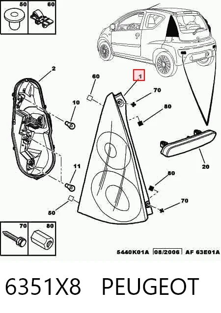  Lampa zespolona tylna prawa Citroen C1 1