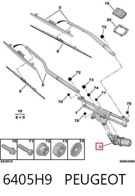 Silniczek wycieraczki szyby przedniej do Peugeot 607  9D, 9U