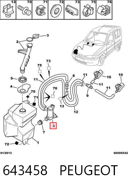 643458 Peugeot/Citroen Pompka spryskiwacza szyby przedniej