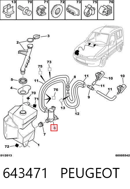 643471 Peugeot/Citroen Pompka spryskiwacza szyby przedniej
