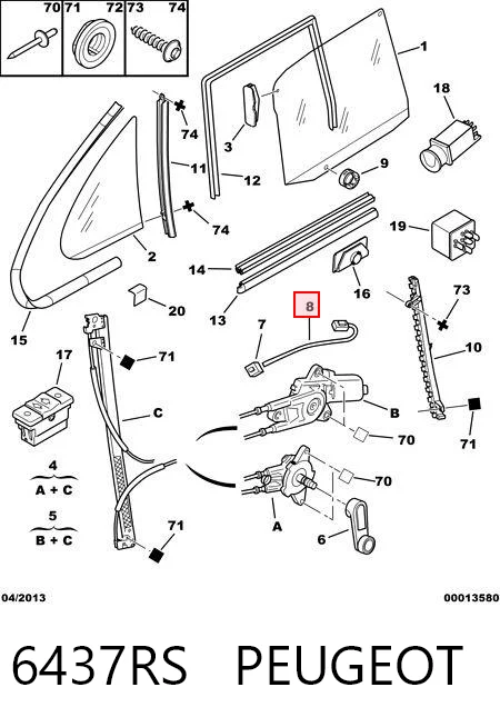 Mechanizm podnoszenia szyby drzwi przednich prawych Peugeot 206 hatchback (2A/C) (1998 - 2008) cena, od 54,50 USD