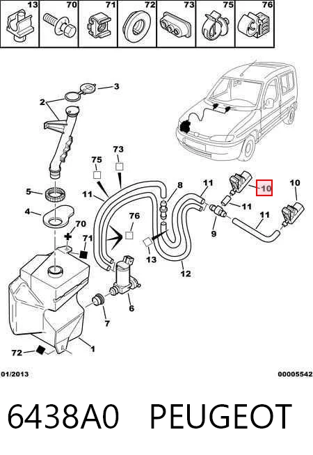 6438A0 Peugeot/Citroen Dysza spryskiwacza szyby przedniej