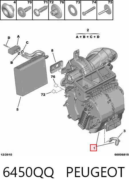 6450QQ Peugeot/Citroen Parownik klimatyzacji