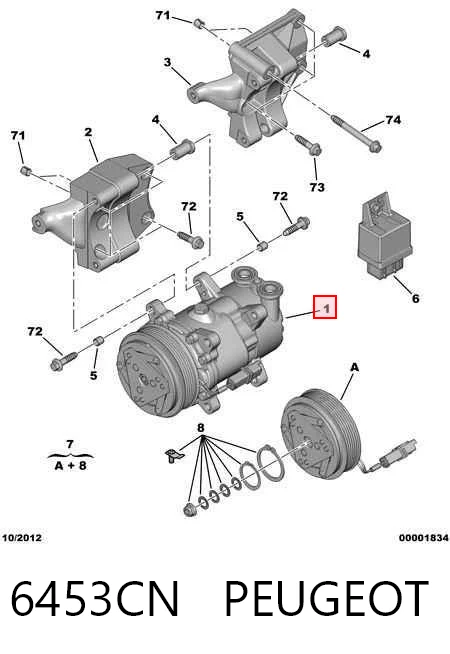 6453CN Peugeot/Citroen Sprężarka klimatyzacji