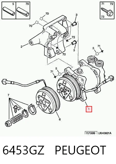 6453GZ Peugeot/Citroen Sprężarka klimatyzacji