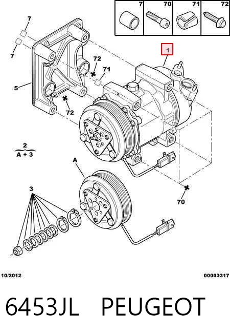 6453JL Peugeot/Citroen Sprężarka klimatyzacji
