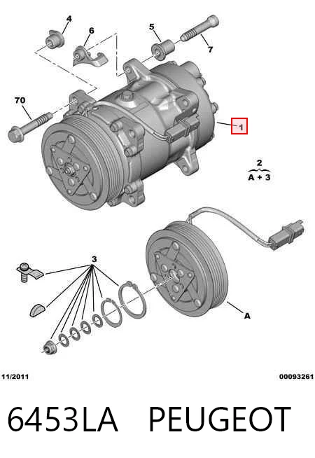 6453LA Peugeot/Citroen Sprężarka klimatyzacji