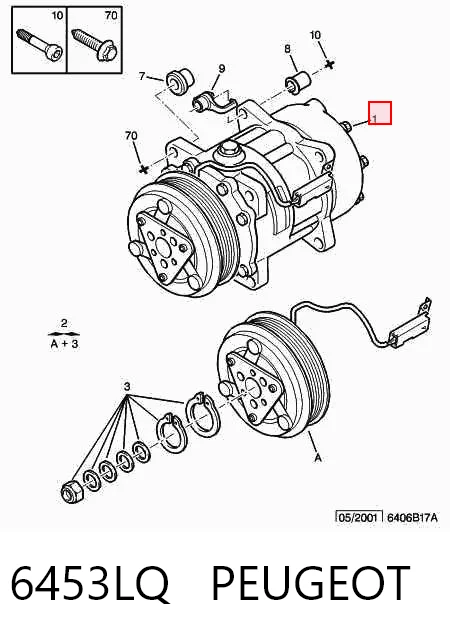 6453LQ Peugeot/Citroen Sprężarka klimatyzacji