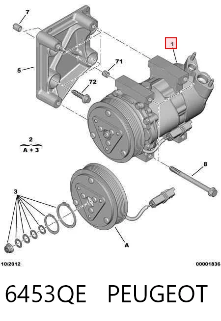 6453QE Peugeot/Citroen Sprężarka klimatyzacji