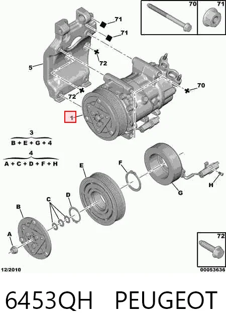 6453QH Peugeot/Citroen Sprężarka klimatyzacji