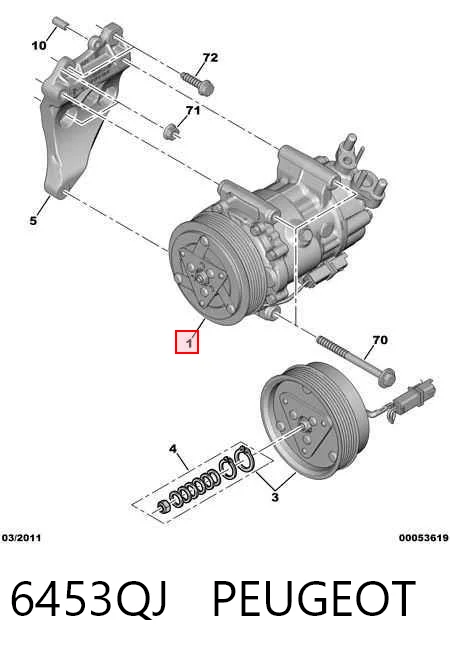 6453QJ Peugeot/Citroen Sprężarka klimatyzacji