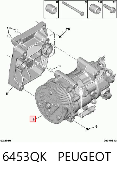 6453QK Peugeot/Citroen Sprężarka klimatyzacji