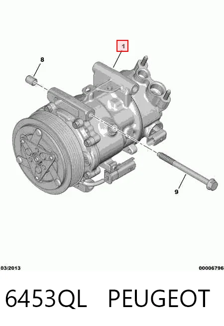 6453QL Peugeot/Citroen Sprężarka klimatyzacji