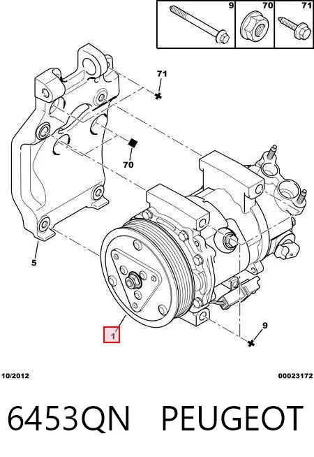 6453QN Peugeot/Citroen Sprężarka klimatyzacji