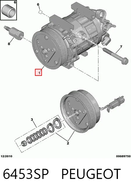 6453SP Peugeot/Citroen Sprężarka klimatyzacji