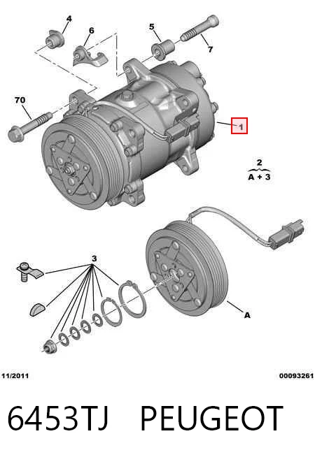 6453TJ Peugeot/Citroen Sprężarka klimatyzacji