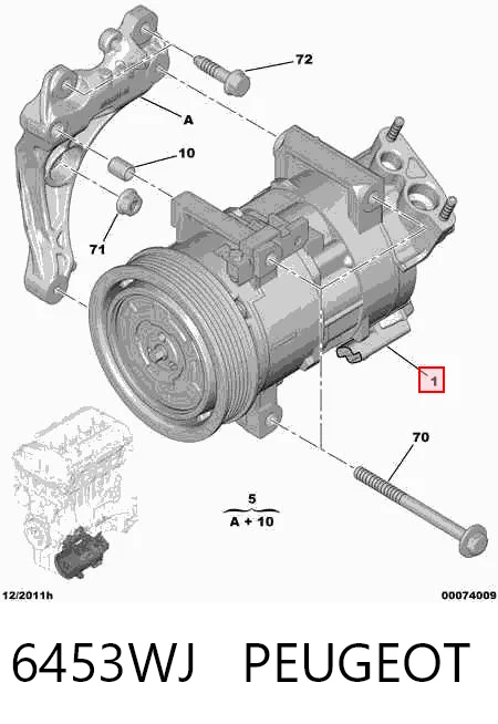 6453WJ Peugeot/Citroen Sprężarka klimatyzacji