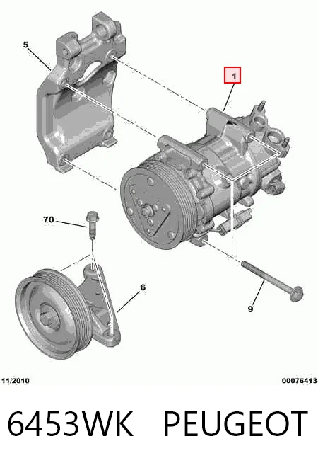 6453WK Peugeot/Citroen Sprężarka klimatyzacji