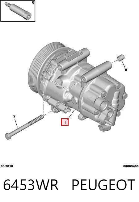 6453WR Peugeot/Citroen Sprężarka klimatyzacji