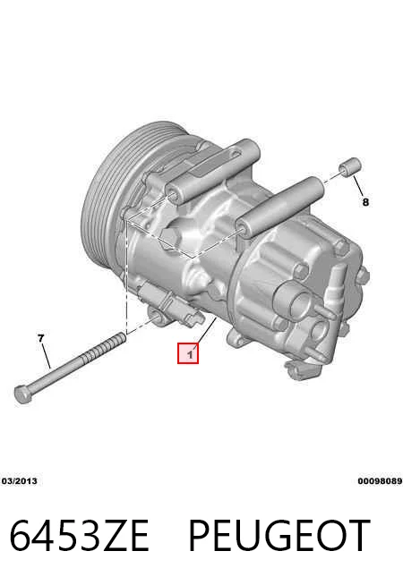 6453ZE Peugeot/Citroen Sprężarka klimatyzacji