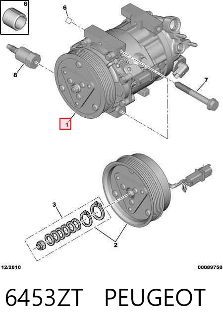 6453ZT Peugeot/Citroen Sprężarka klimatyzacji