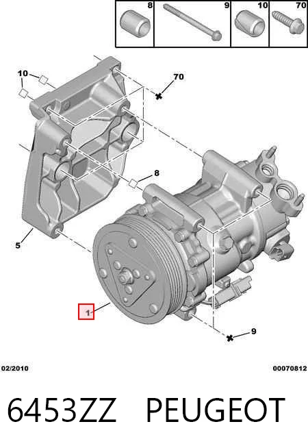 6453ZZ Peugeot/Citroen Sprężarka klimatyzacji