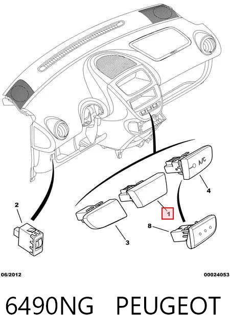 6490NG Peugeot/Citroen Przycisk włączania światła awaryjnego