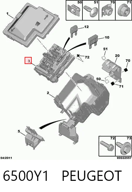 6500Y1 Peugeot/Citroen Skrzynka bezpieczników