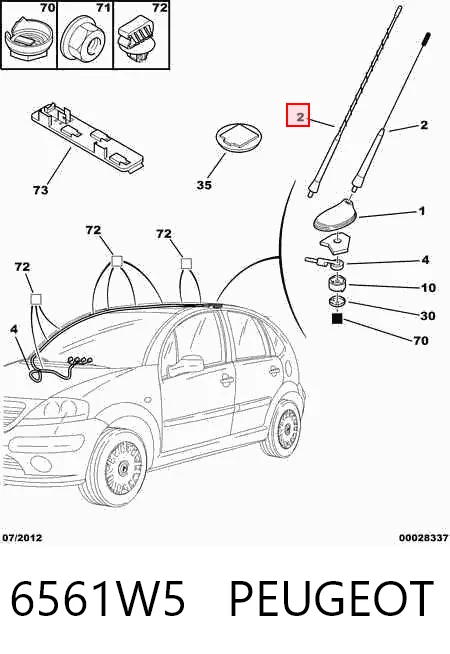 Antena do Peugeot 308 SW I 4E, 4H