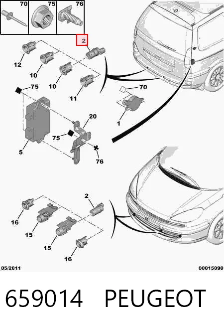 659014 Peugeot/Citroen Czujnik parkowania przedni/tylny środkowy