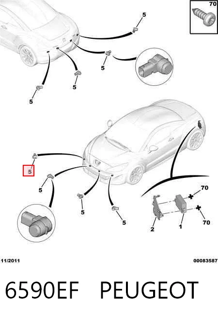 6590EF Peugeot/Citroen Czujnik parkowania tylny