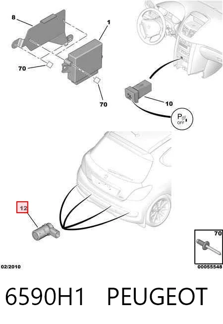 6590H1 Peugeot/Citroen Czujnik parkowania tylny