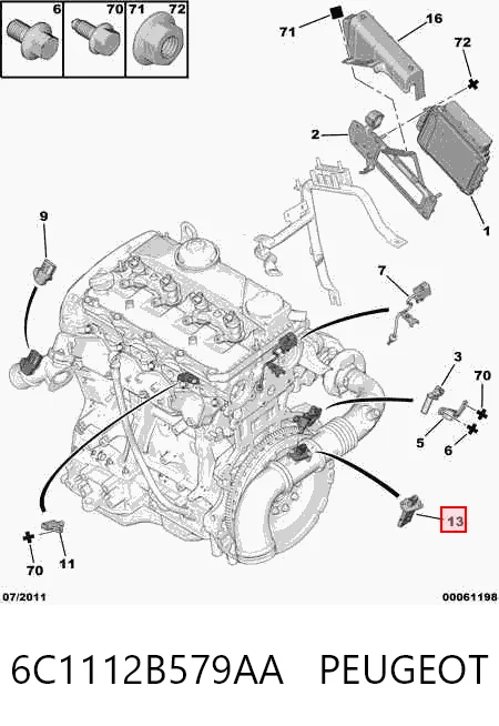 6C1112B579AA Peugeot/Citroen Czujnik przepływu powietrza, przepływomierz powietrza M.A.F.