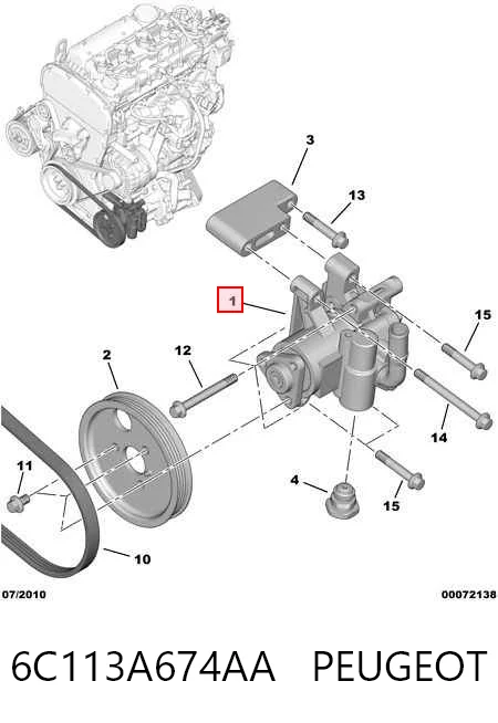 6C113A674AA Peugeot/Citroen Pompa wspomagania hydraulicznego kierownicy