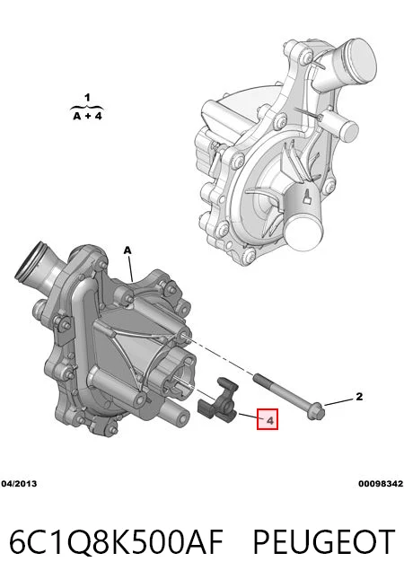 6C1Q8K500AF Peugeot/Citroen Pompa chłodzenia wodą, w komplecie z obudową