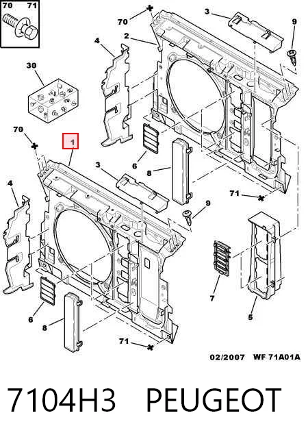 Osłona chłodnicy kompletna (panel mocowania reflektorów) do Peugeot 607  9D, 9U