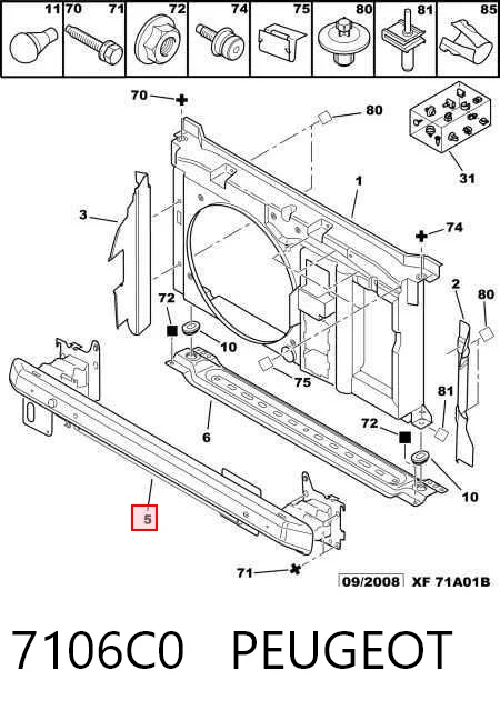 Wzmocnienie zderzaka przedniego do Peugeot 307  3A, 3C