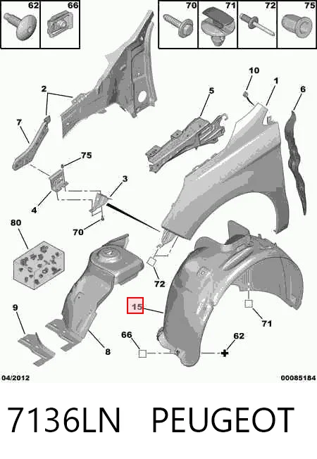 Nadkole błotnika przedniego lewe do Citroen C4 II B7