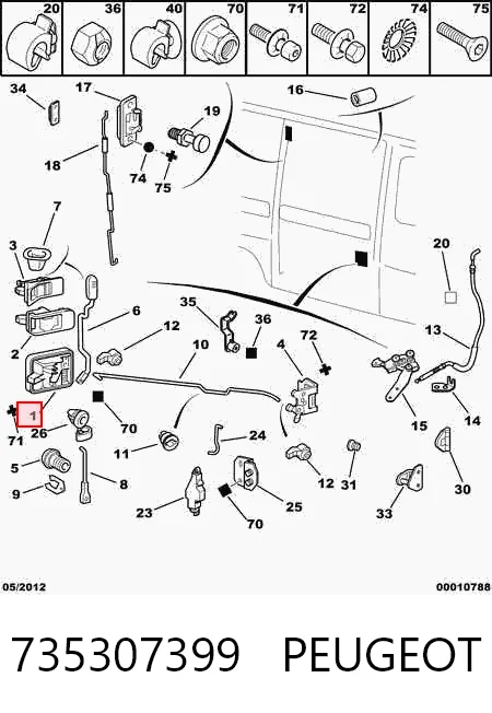 735307399 Peugeot/Citroen Klamka drzwi bocznych przesuwnych zewnętrzna